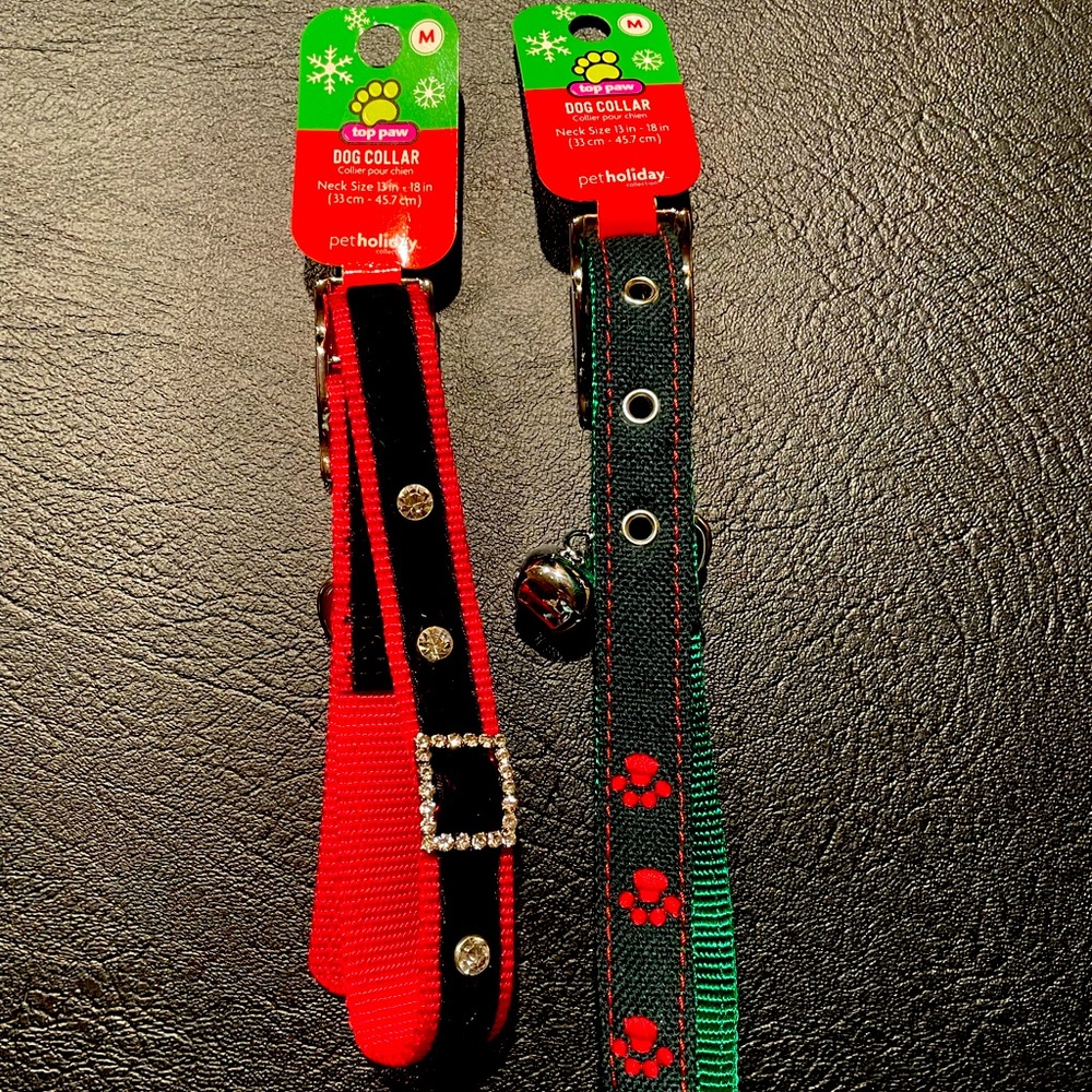 NWT 2 Top Paw Holiday Collars: Medium 13-18in Neck